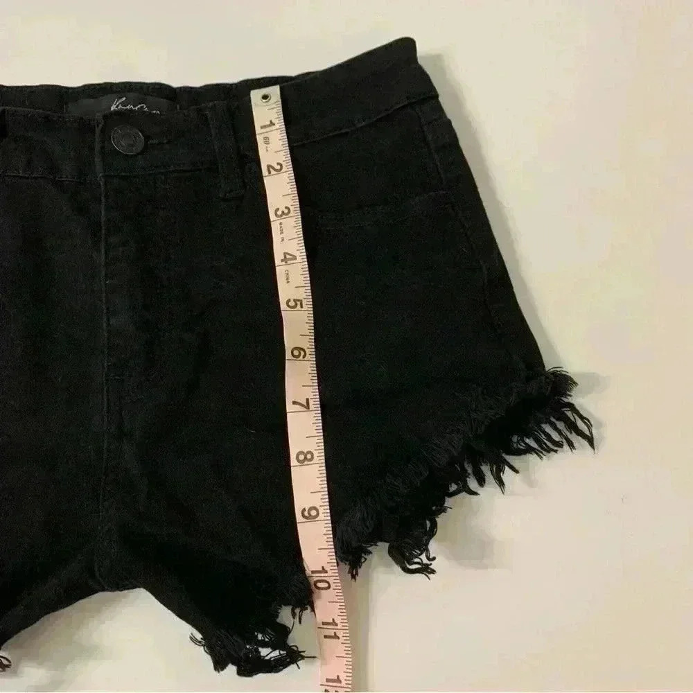 KanCan Black Cut Off Fringe Jean Denim Shorts Size 26 - Picture 7 of 9